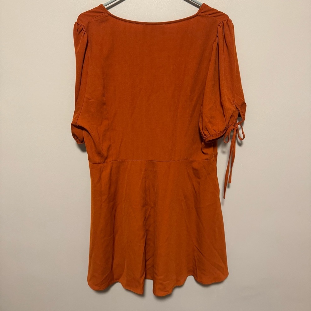 Cider Burnt Orange Tie Sleeve Mini Dress - Women’s 1X - Picture 7 of 10